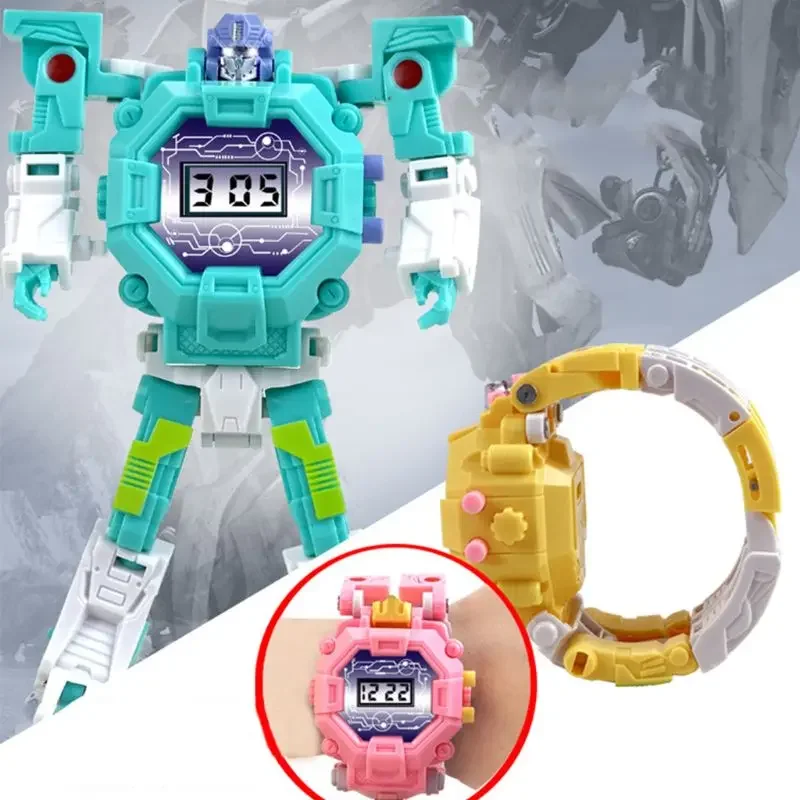 

Children's Deformation Robot Watch Toy Boy Girl Model Sports Electronic Watches Toy Kid Student Birthday Gift Wristwatch Toys