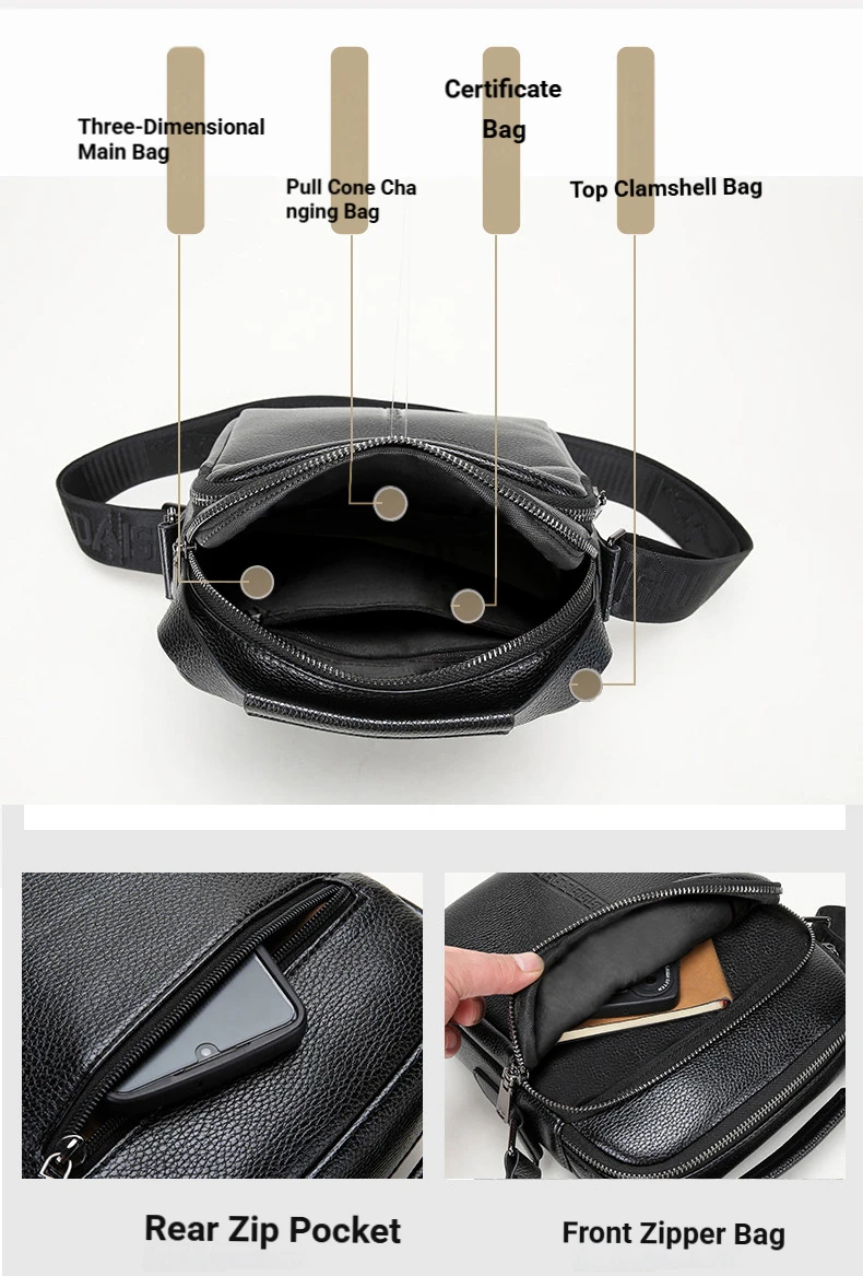 2026 New Men's Bag Shoulder Fashion Crossbody Bag Men Handbag Business Small Backpack Leisure Trendy Bag image 5