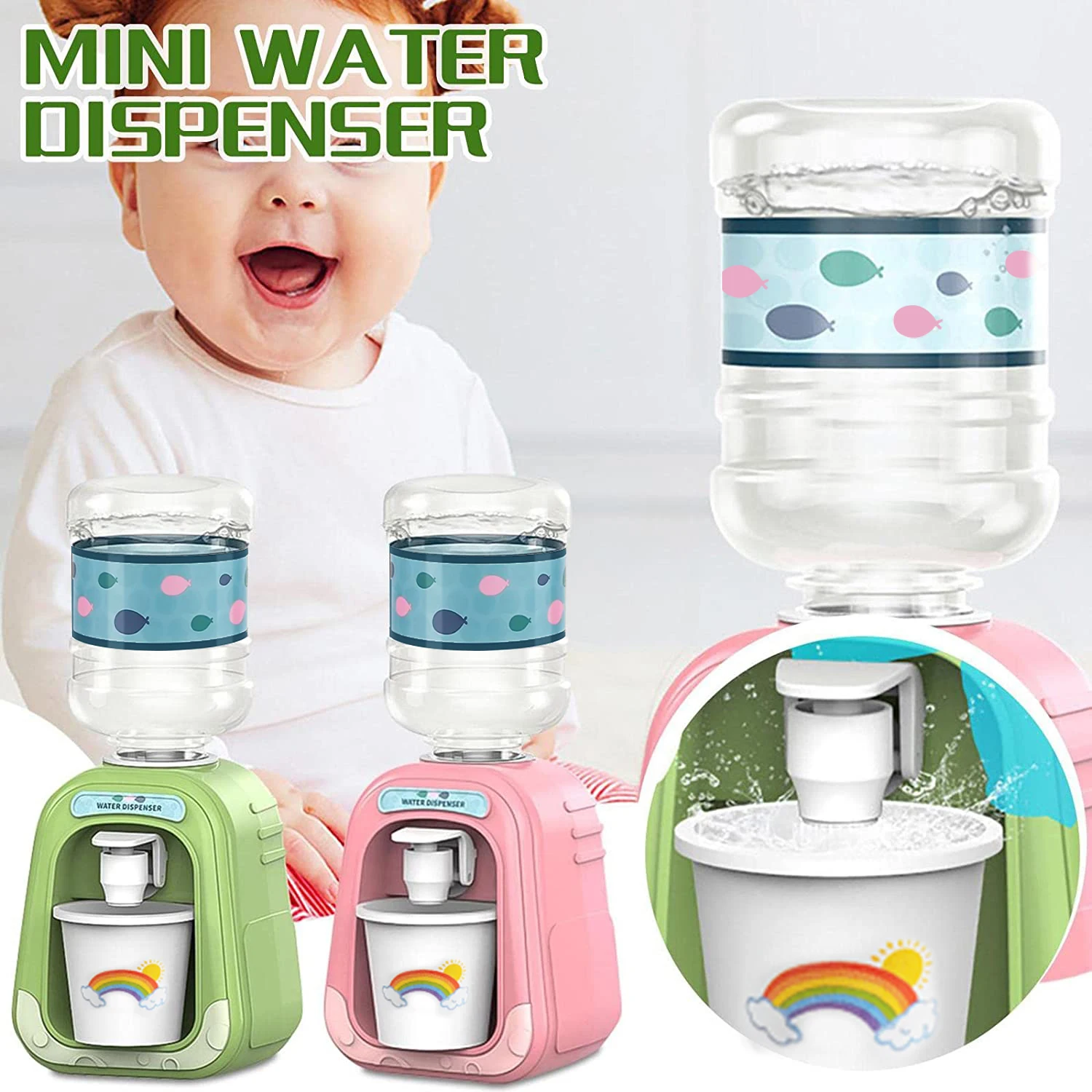 ألعاب موزع مياه صغيرة للأطفال ألعاب محاكاة المطبخ الكرتونية نافورة شرب المياه مونتيسوري ألعاب المطبخ التظاهرية