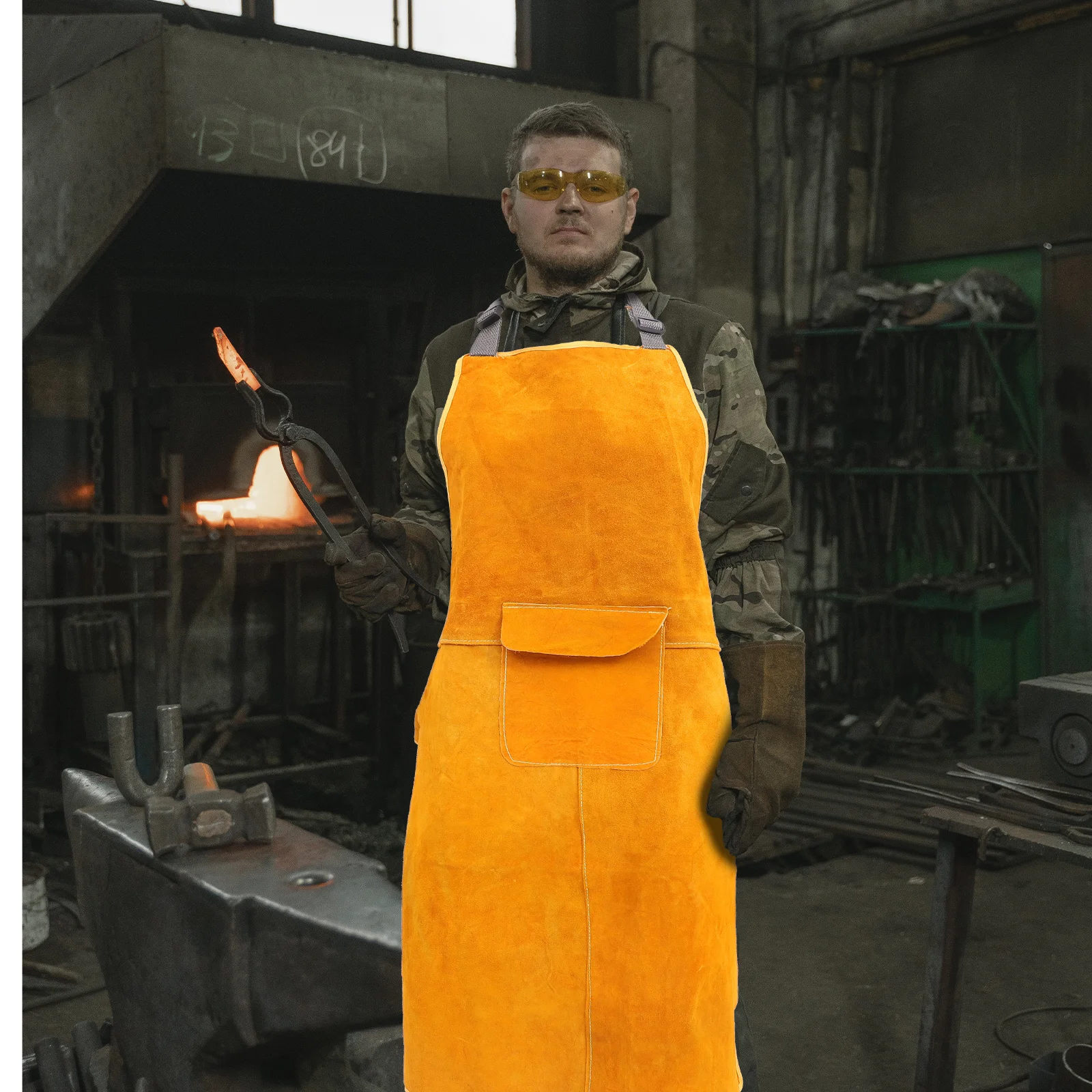 Delantal protector de soldadura, ropa de soldadura eléctrica gruesa para taller, resistente al desgaste, antiescaldaduras, retardante de llama