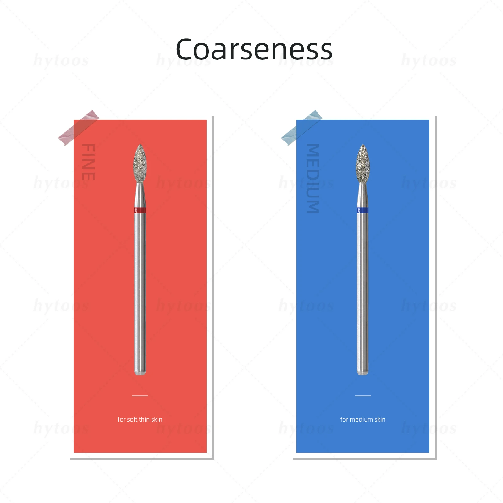 HYTOOS 3mm Flame Diamond Nail Drill Bit 3/32'' Russian Cuticle Cleaner Under Nail Dead Skin Remover Safety Manicure Tool