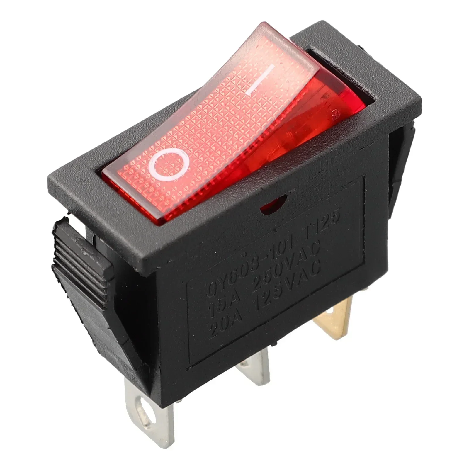 KCD3 220V ON/OFF SPST Rocker Push Button Switch Boat Rocker Switch Single Pole Single Throw 2 Position 20A 125VAC With LED Light