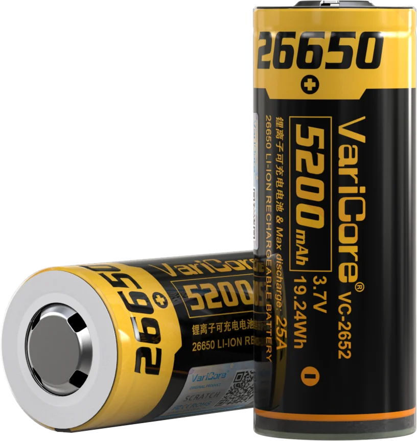 1-10 pces varicore VC-2652 26650 8a bateria de lítio recarregável 26650a 3.7v 5200ma adequado para lanterna (proteção pcb)
