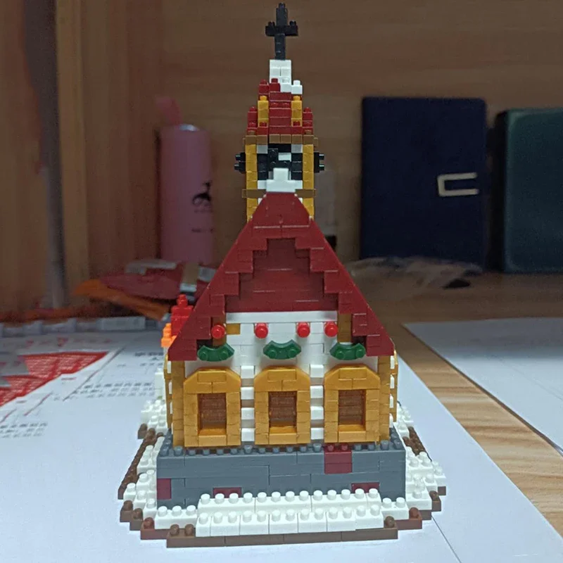 Lboyu-bloques de construcción de arquitectura mundial para niños, juguete de ladrillos para armar iglesia, Palacio, muñeco de nieve, árbol, sin caja, 8419A