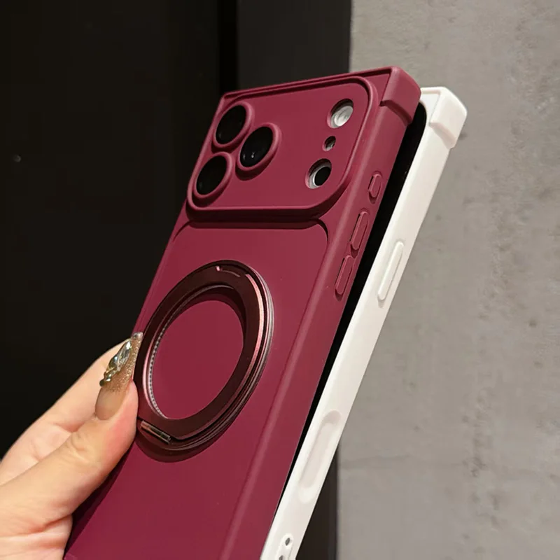 For IPhone 18 Pro Max 14 15 16 17 Four Corner Anti Drop Rotating Bracket Magnetic Phone Case For Magsafe Lens Full Protection view 5