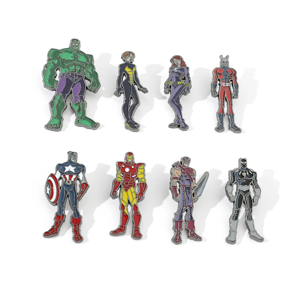 Avengers Series Kids Cartoon Brooch Captain America Iron Man Hulk Enamel Pins Suer Hero Movie Peripheral Kids Gift