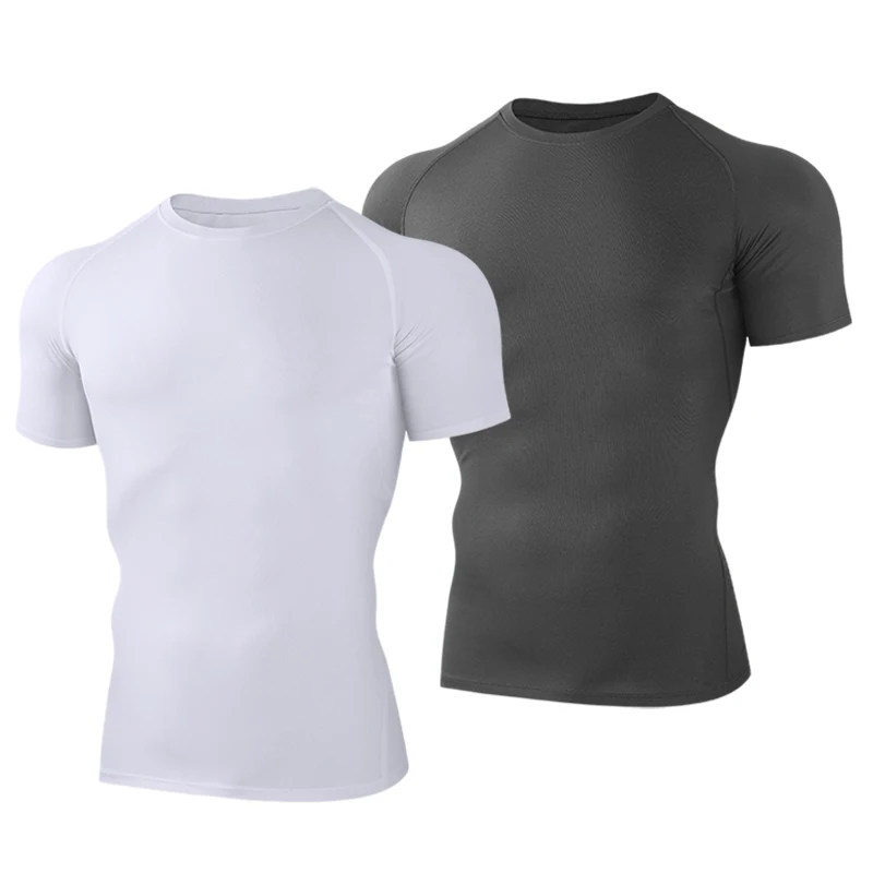 

Two-piece sporty outdoor solid-color base shirt for fitness jogging, tight-fitting quick-drying T-shirt for training top