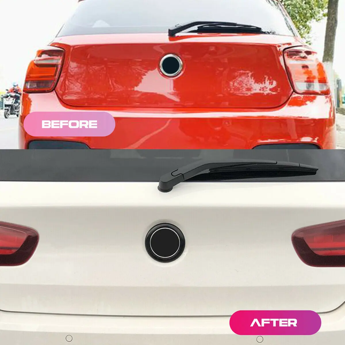 

1pc Car Logo Decorative Frame Car Gloss Black Rear Badge Boot Ring Surround For Bmw F20 F21 1 Series M135i M140i Car Decoration