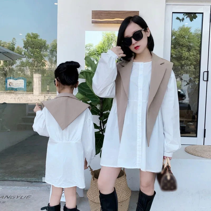 Mother Daughter Matching Autumn Dressess Women's Business Clothing Suits Fashion 2023 Mom And Baby Girl Matching Clothes Dress