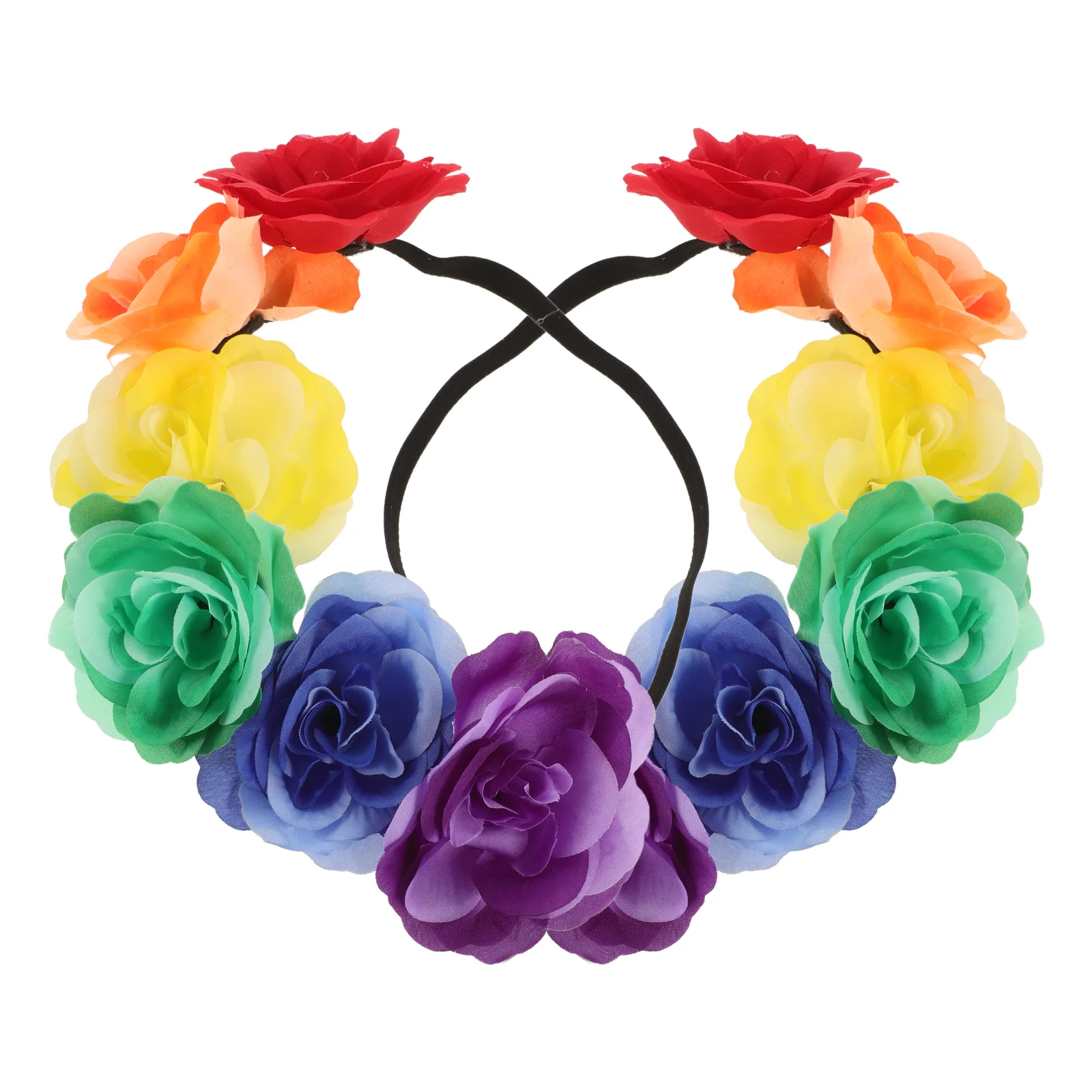 

2 Pcs Flower Hairband Colorful Rose Headband Floral Headgear Decorative Headpiece