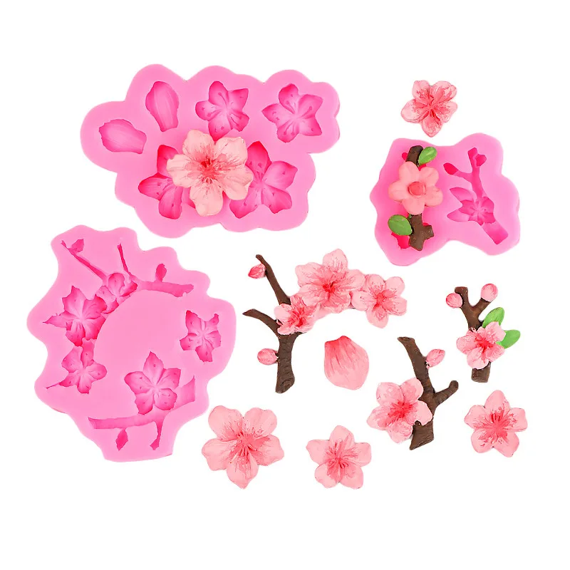 Cherry Blossom Peach Blossom Tree Branch Silicone Mold Fondant Cake Decorating Tool Sugarcraft Chocolate Candy Gumpaste Mold