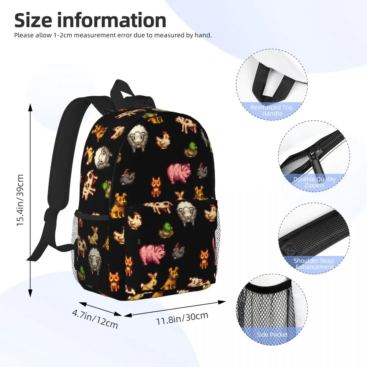 Stardew Valley Tiere Rucksäcke Jungen Mädchen Bücher tasche Cartoon Kinder Schult aschen Reise Rucksack Umhängetasche große Kapazität