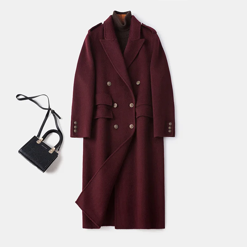 New High Quality Wool Cashmere Coat Women Long Fashion Suit Wool Coat