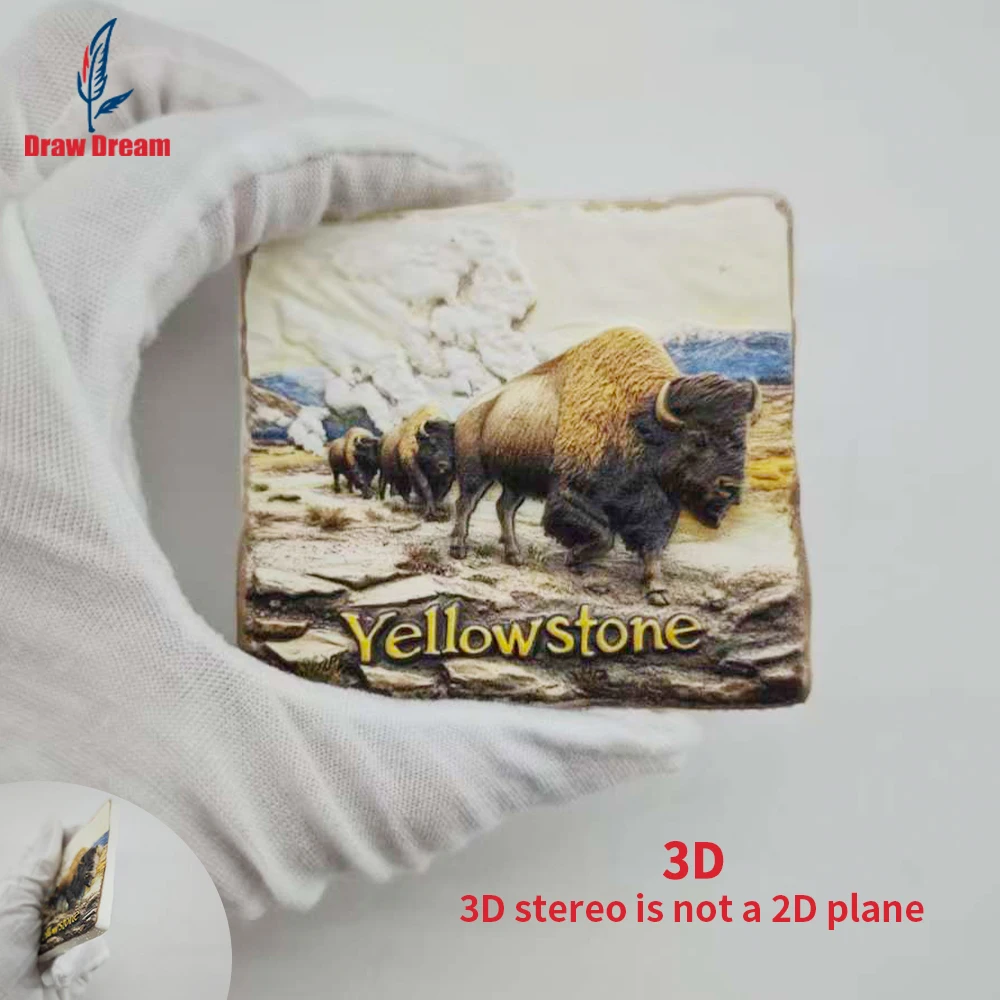 1Pc Yellowstone Park Creative 3D Embossed Refrigerator Magnet World Travel Souvenir Collection Suitable for Home and Office Decoration, Personalized Exclusive Travel Souvenir Magnetic Refrigerator Magnet Home Decoration, Kitchen, Room, Office, Cabinet Crafts Gift, Holiday Souvenir, Exquisite Small Gift