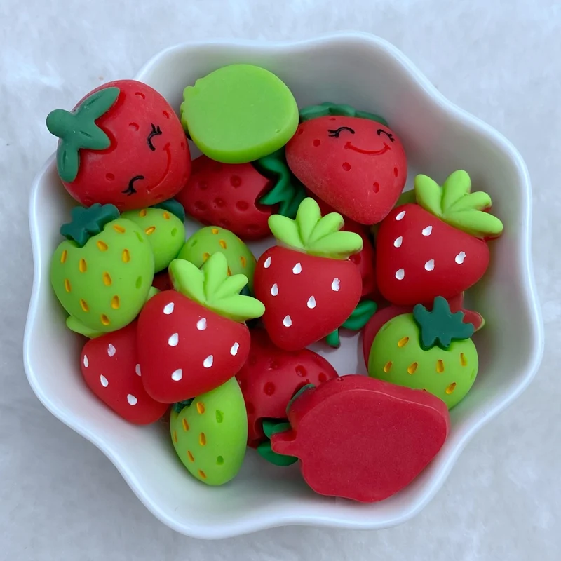 10Pcs New Mini Cute Mixed Small Strawberry Series Flat Back Resin Scrapbooking DIY Jewelry Craft Decoration Accessorie
