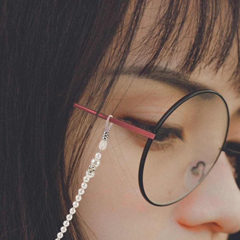 

2Pcs Eyeglass Chain Beaded Necklace Rectangle Pearls Glasses String Sunglass Lanyard Travel Lightweight Portable