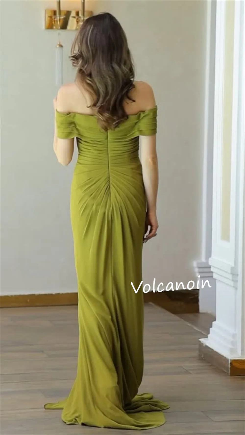 Maßgeschneiderte formelle Abendkleider aus Chiffon mit Falten, A-Linie, schulterfrei, lange Kleider, maßgeschneiderter Anlass, elegant, hohe Qualität