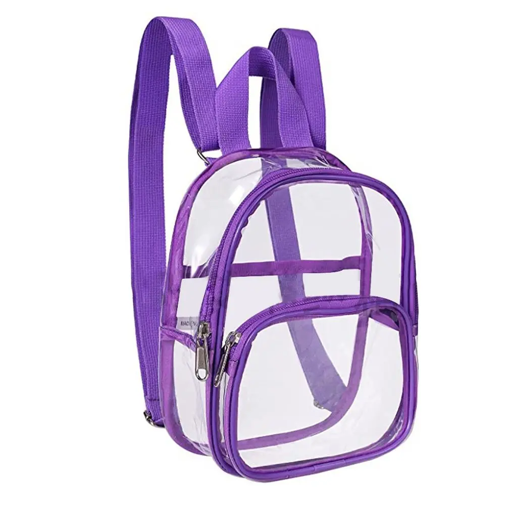 New Transparent School Bags Solid Color PVC Small Handbags Cycling with Zipper Mini Rucksack Travel