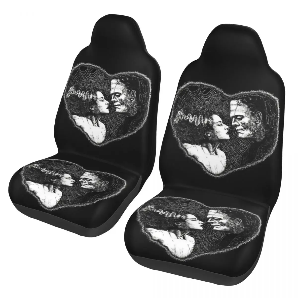 Horror Film Bride Of Frankenstein Universal Auto Car Seat Covers Universal Fit for SUV Halloween Bucket Seat Protector Cover