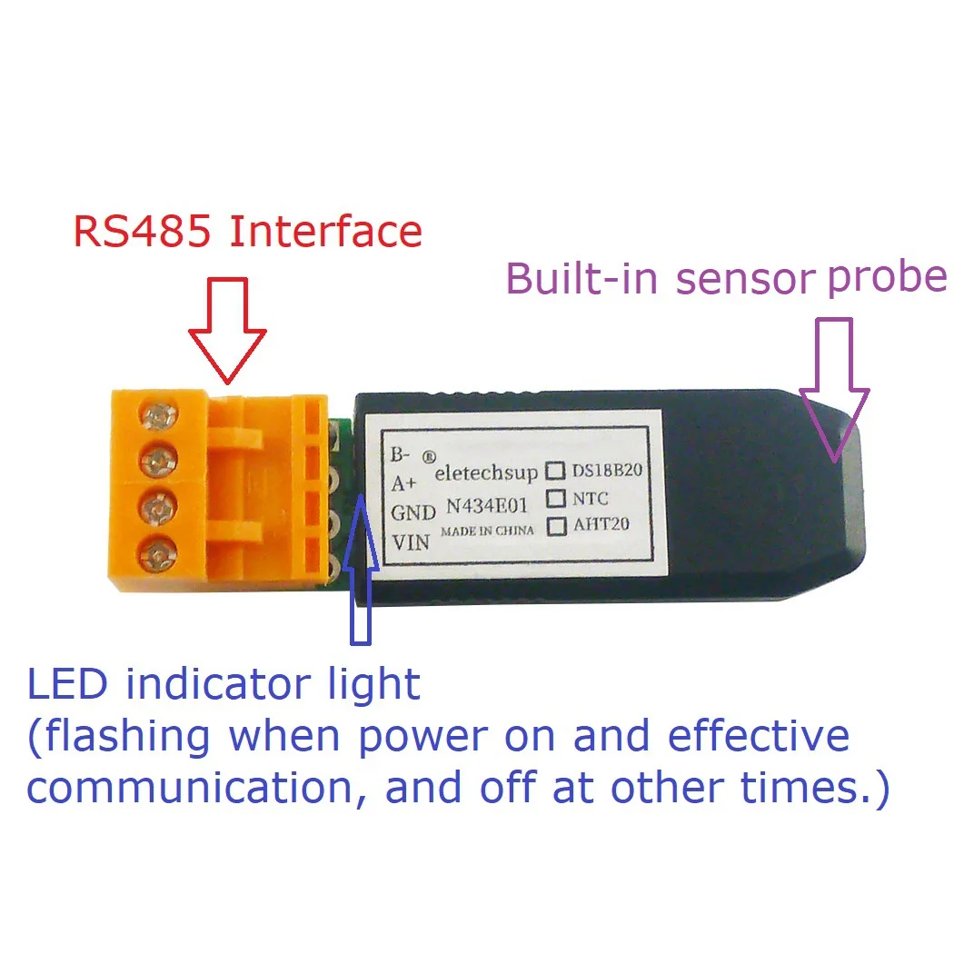 N434E01 DS18B20/NTC/AHT20 RS485 Temperature And Humidity Sensor Modbus RTU Monitor For PLC Touch Panel Configuration Screen