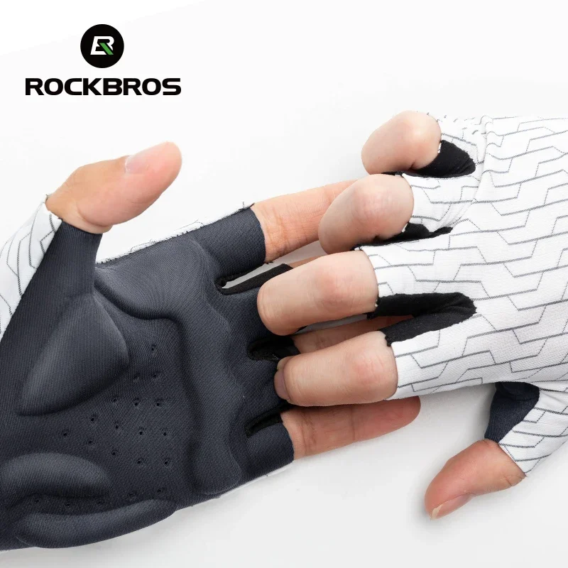 ROCKBROS Sunscreen Cycling Gloves Breathable Bike Finger Half Gloves Shock Absorption Non-slip Gloves Outdoor Full Finger Gloves