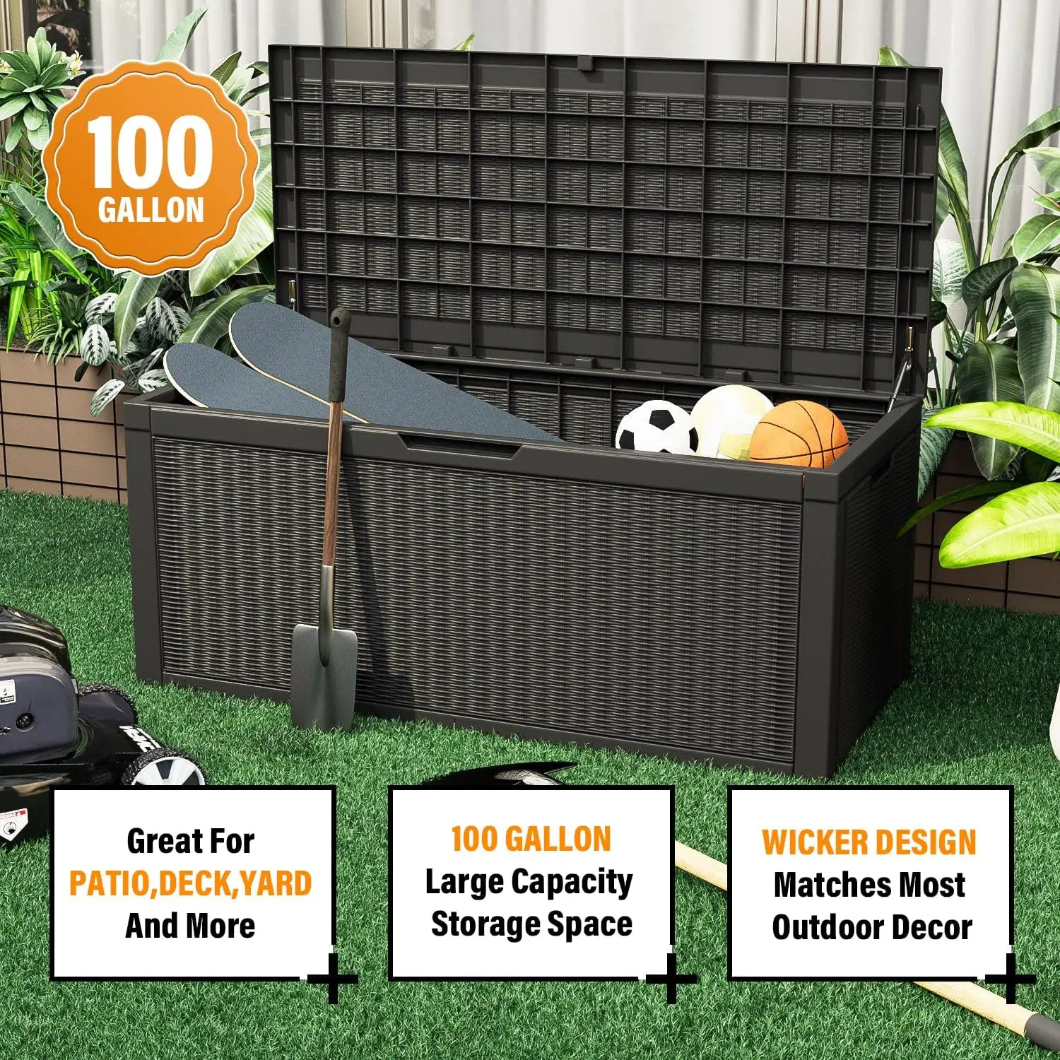 Deck Box Multifunctional Waterproof Outdoor Storage Storage Box Bench with keyhole for Indoor/Outdoor Garden Pool Patio Storage