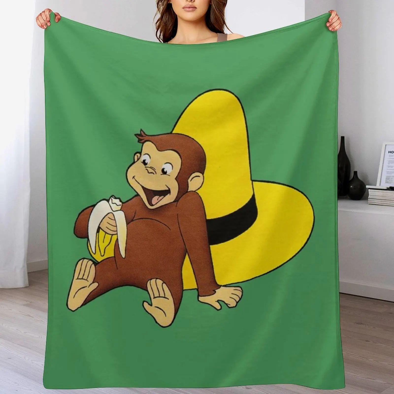 

Curious George and the big yellow hat Throw Blanket Soft Plush Plaid For Decorative Sofa Single Sofa Blankets