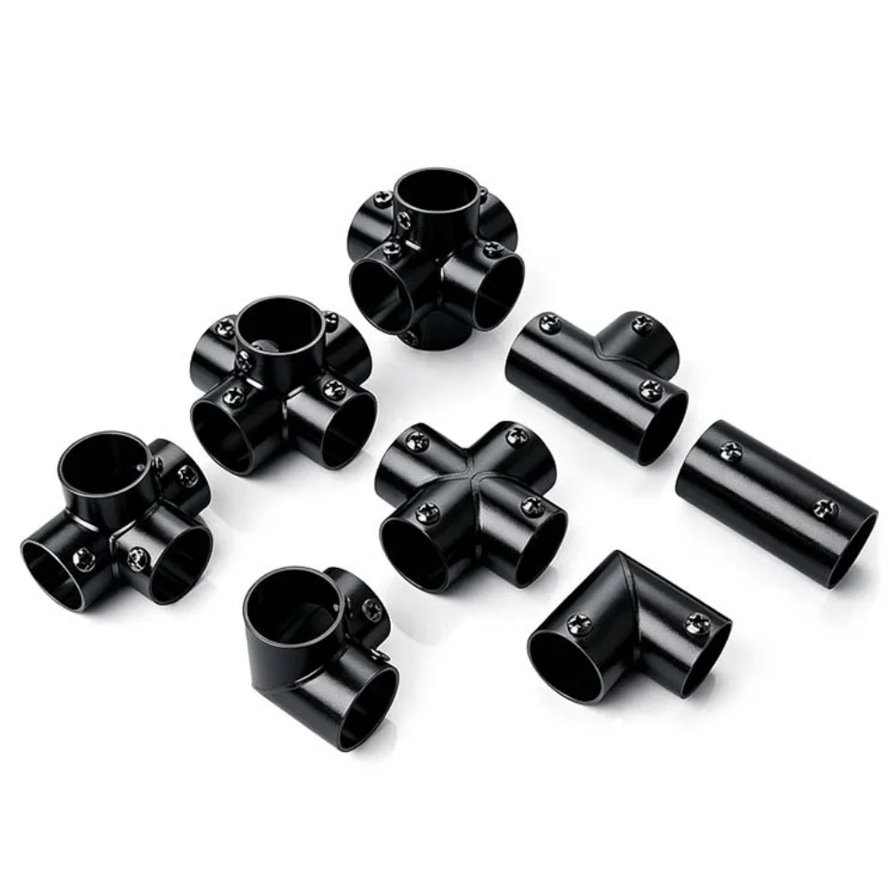 Stainless Steel Pipe Connector 2/3/4/5/6 Way Pipe Fittings Tee Straight Pipe Connection Clothesline Shelf joints Tube Connector