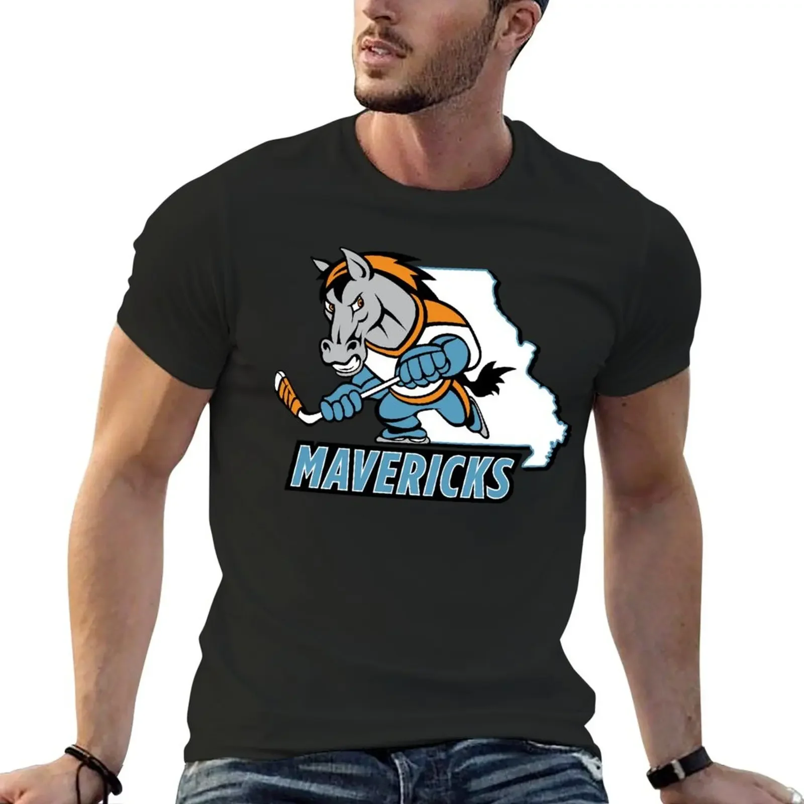 

KANSAS CITY MAVERICKS T-shirt korean fashion kawaii clothes T-shirts for men cotton