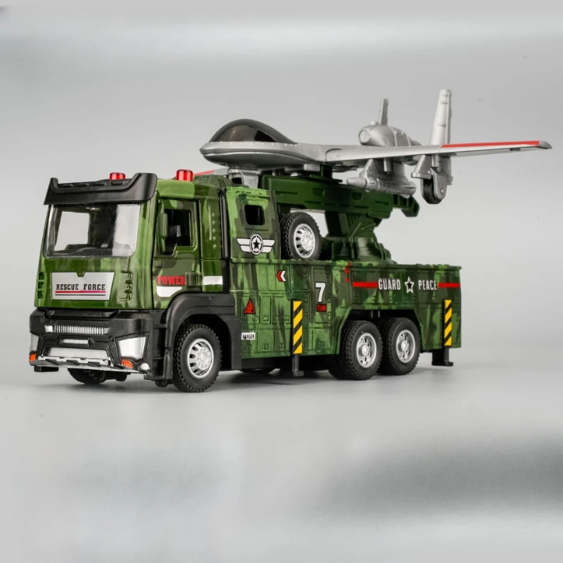 Vehículo de lanzamiento de eyección con un solo clic, escala 1/32, sonido y luz, coche de aleación extraíble, juguete, modelo militar simulado, regalo para niños