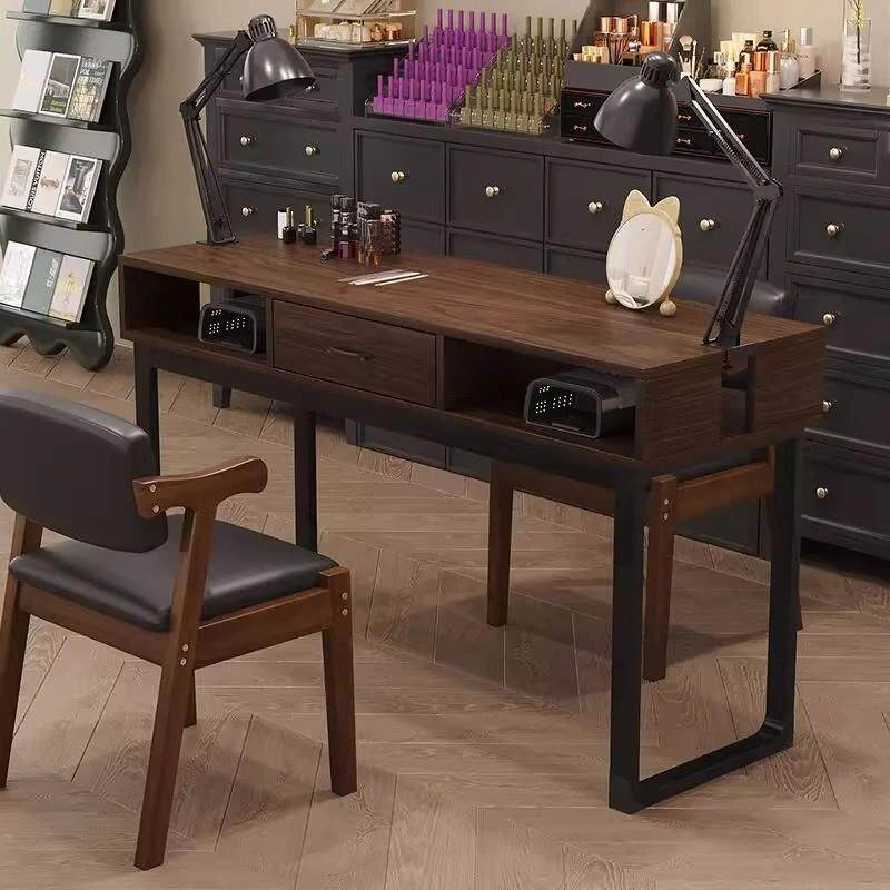 practical large capacity Nail table single double three-seater nail table can clip light Japanese art mesas de uñas furniture