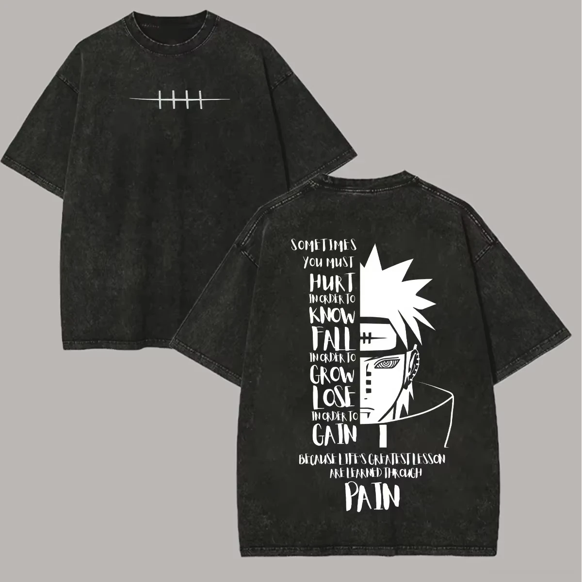 Camiseta Naruto Pain con Citas de Nagato, Estilo Vintage, Lavado Ácido, Streetwear, Transpirable, Gráfico de Anime Retro, para Hombre, 2026, 100% Algodón, Prenda Superior
