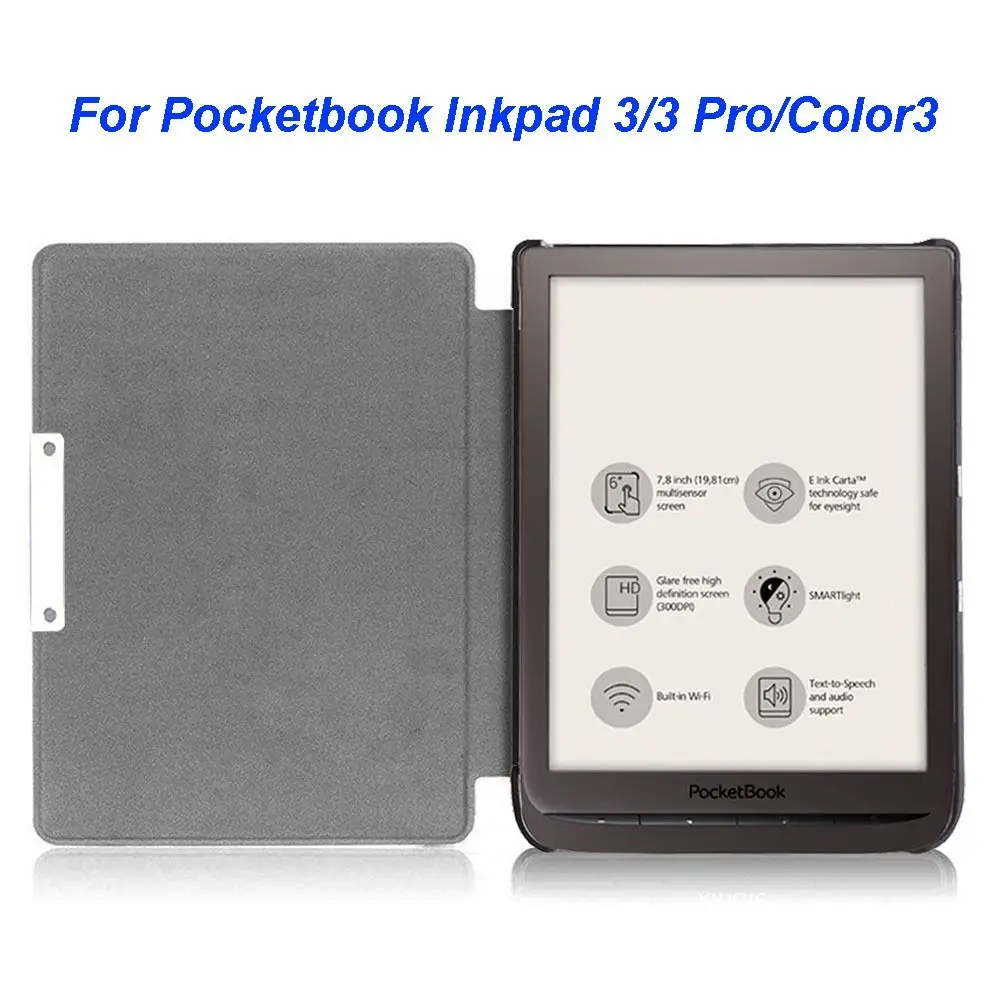 Shockproof 7.8inch E-Reader Case Microfiber Lining Auto Sleep/Wake Back Cover for Pocketbook Inkpad 3/3 Pro/Color3