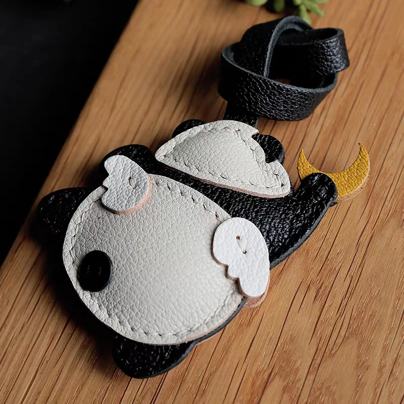 Panda จับดวงจันทร์ของแท้หนัง Handmade กระเป๋า Charm จี้พวงกุญแจกระเป๋าถือแขวนตกแต่ง,สาวเพื่อนของขวัญวันวาเลนไทน์