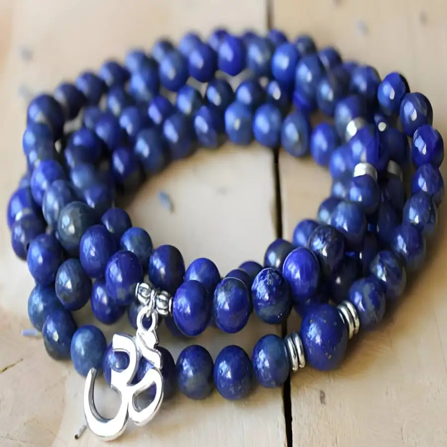 8mm Natural lazuli Gemstone 108 Bead MalaGemstone Bracelet Gemstone Natural stone Buddhist elastic Bodhi Chaplet Buddha Chakra