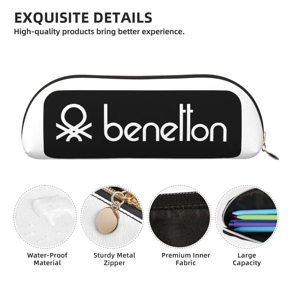 United Colors Of Benetton Pencil Case Pencil Pouch Storage Stationery Supplies Big Capacity Pen Box Pencil Bag for Students Gift view 4