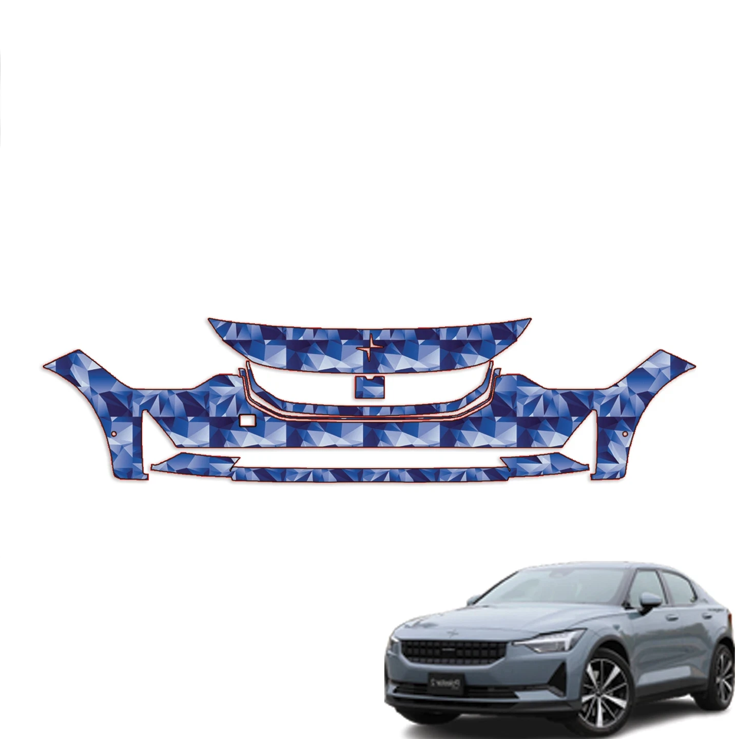 For 2021 2022 2023 Polestar 2 TPU Body Bumper Paint Protection Film Self-Healing Clear Bra Pre-cut PPF Anti-Scratch Resistant