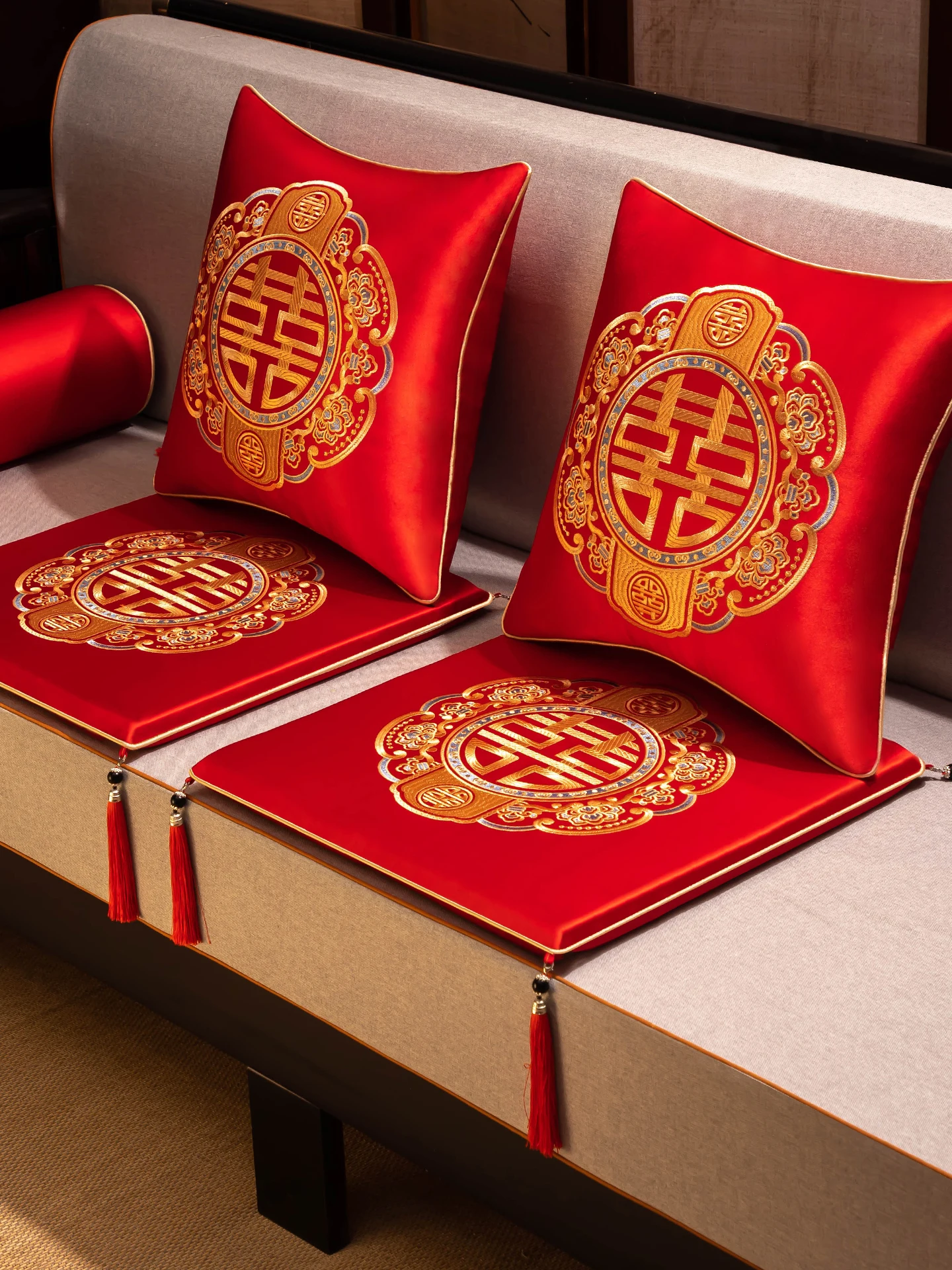 

Пара утолщенных квадратных накладок для стульев для взрослых, для свадебной чайной церемонии, свадебных торжеств, в новом китайском стиле, для домашнего декора