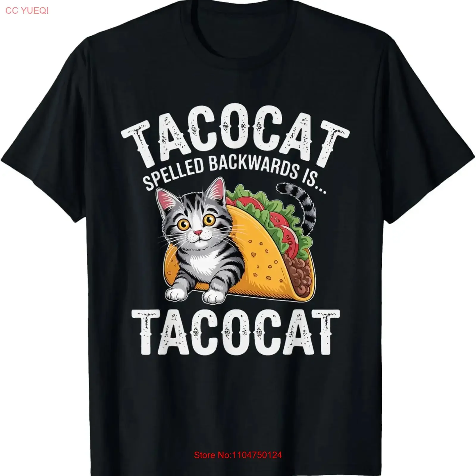 Tacocat Spelled Backwards is Funny Cat Lovers T Shirt for Dad Mom vintage Washed homme Versatile streetwear Breathable