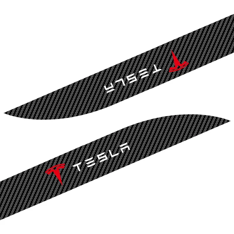 2pcs Car Side Skirt Sill Carbon Fibre Body Protection Sticker For Tesla Model 3 Model X S 2016-2020 Decals TM3 TMX TMS Decal