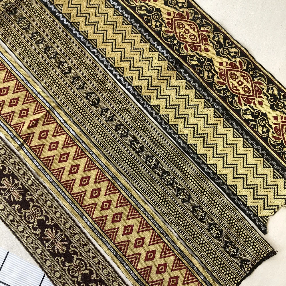 5yards/Lot Wide About 7-8cm Woven Jacquard Ribbon Ethnic Style For National Costume Curtain And Clothing Accessory LS-0153