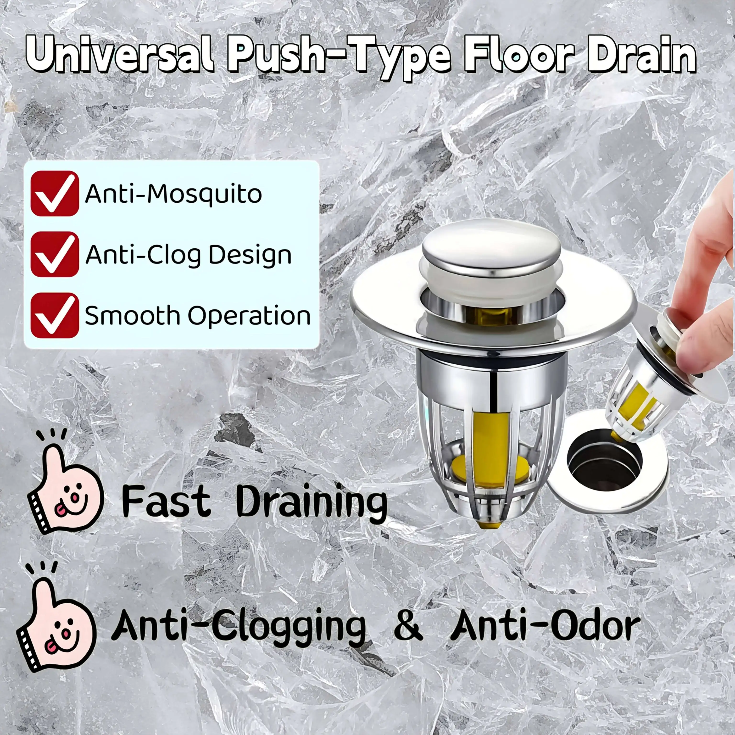 1PC/2PCS Universal Bathroom Sink Water Plug - Anti-Clogging Drainage Plug for 3.4-4 cm Sink Drain - Pressure Bouncing Bathtub