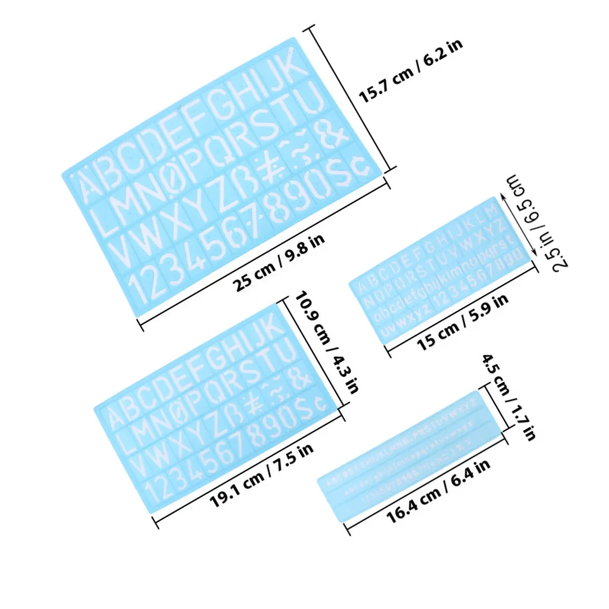 4Pcs Multifunctional Ruler Set Environment Friendly Plastic Stencils Sturdy Wear Resistant Waterproof Washable Various Sizes