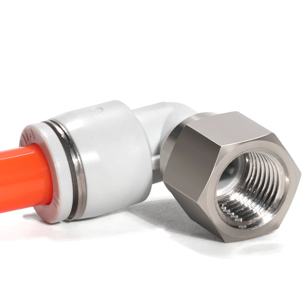 PLF Pneumatic Quick Connector PU Tracheal Hose 6 8 10 12mm Internal Thread Elbow Copper Joint 1/8 3/8 1/2 1/4 PLF8-02 8-03 10-04