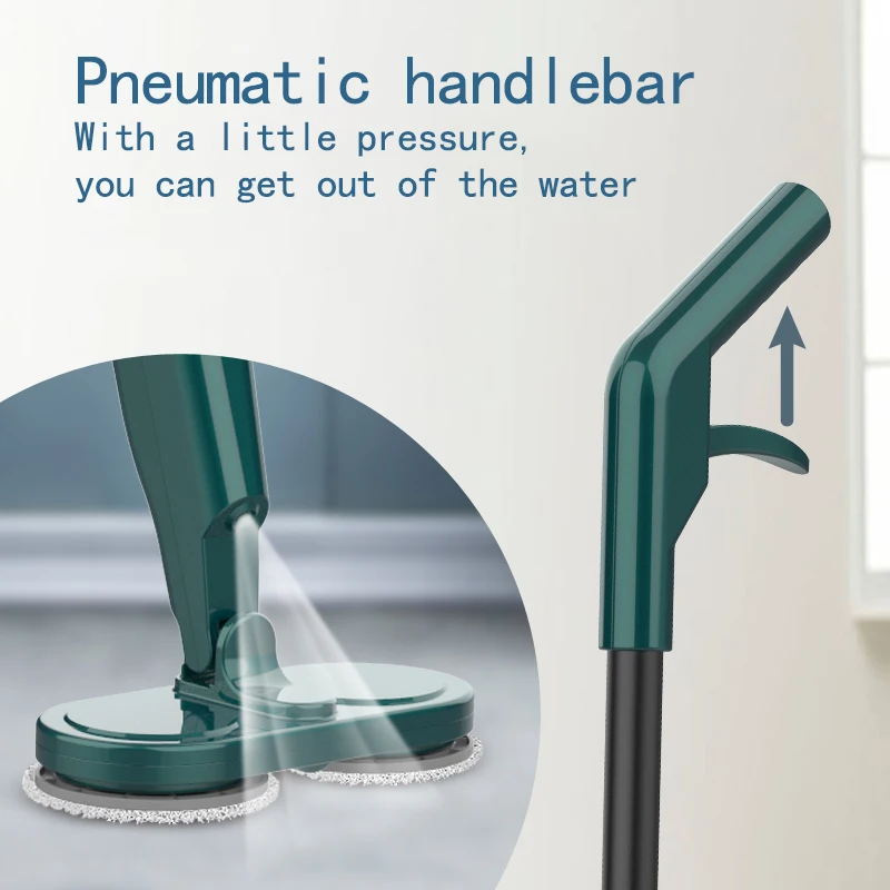 ماكينة تنظيف ممسحة المياه الكهربائية 360 ° ممسحة تنظيف دوارة قابلة للدوران للاستخدام الرطب والجاف، تعمل بالدفع اليدوي لتنظيف الأرضيات المنزلية #5