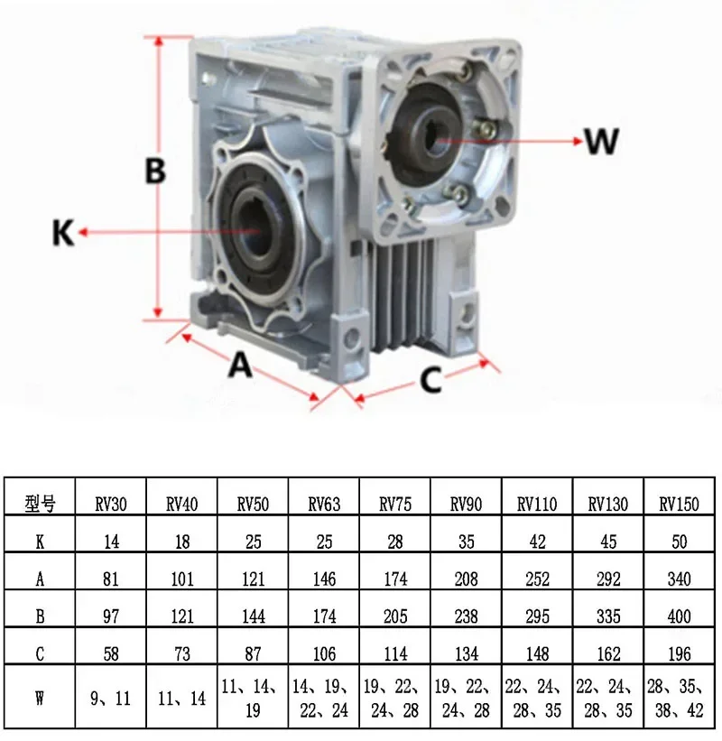 5: 1-100: 1 worm reducer NMRV050 19 mm Input shaft rv050 worm gear reducer Speed reducer for NEMA 42 32 servo Step motor engine