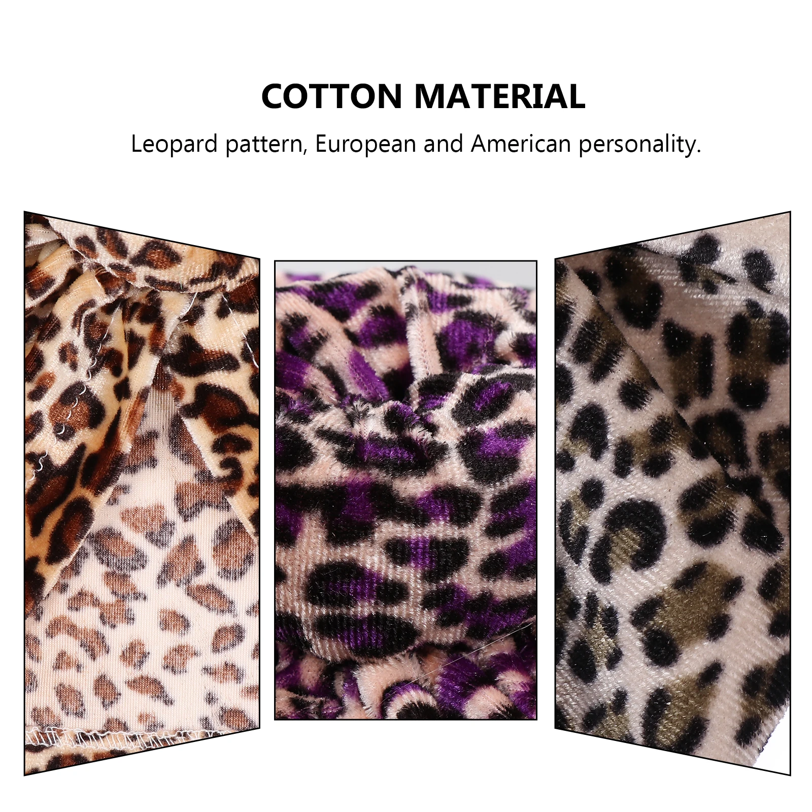 3pcs Leopard Print Pcs Cotton Newborn Cotton Baby Turban Hat Toddler Bonnet Washable Kids Newborn Hat Kids Cap Hospital - Image 3