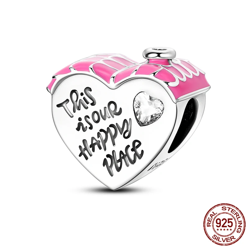 

925 Sterling Silver Heart-Shaped Pendant Bead with Original Bracelet - DIY Women's Jewelry Gift