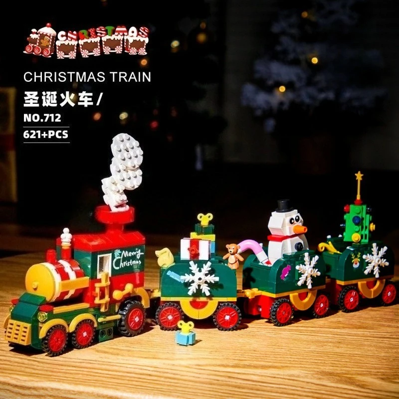 

Christmas gift building blocks, rebound train, snowman, puzzle and assembly toys for men and women