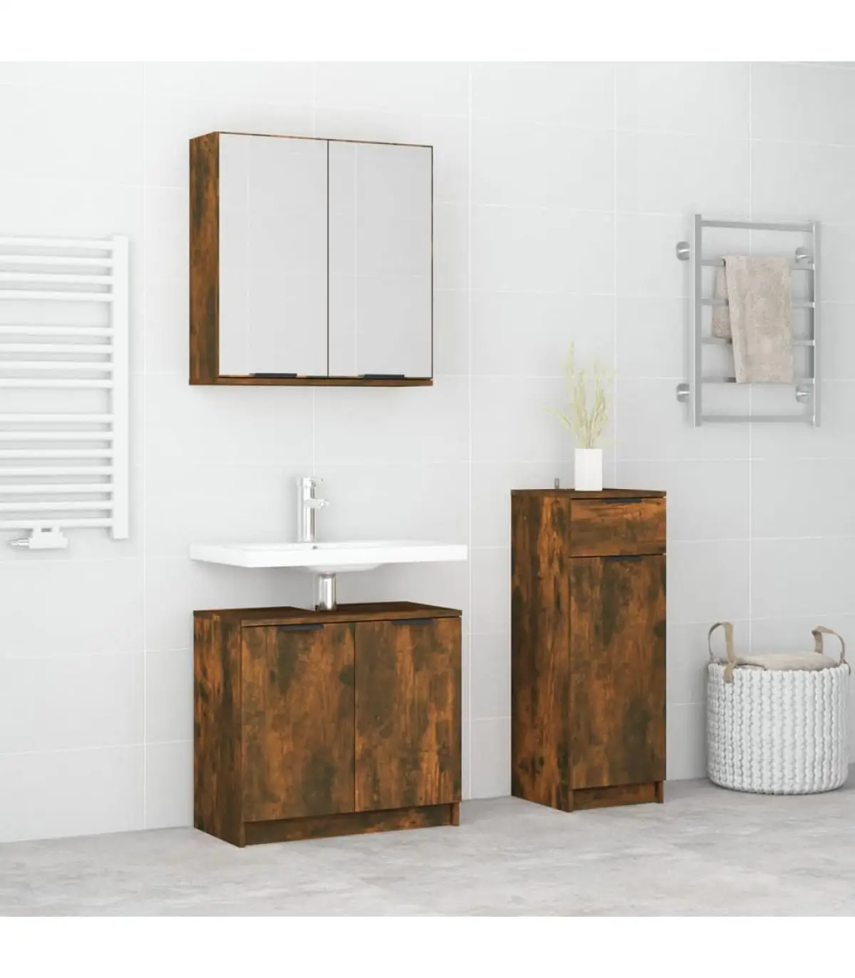 Bathroom Furniture Set bathroom furniture 3 pieces smoked oak plywood